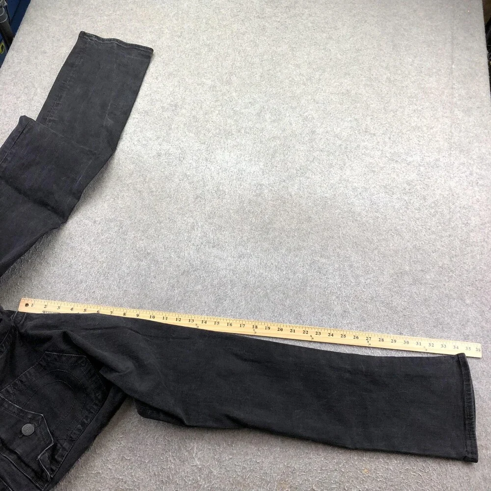 True Religion Jeans Mens 30x35 Black Ricky Relaxed Straight Denim